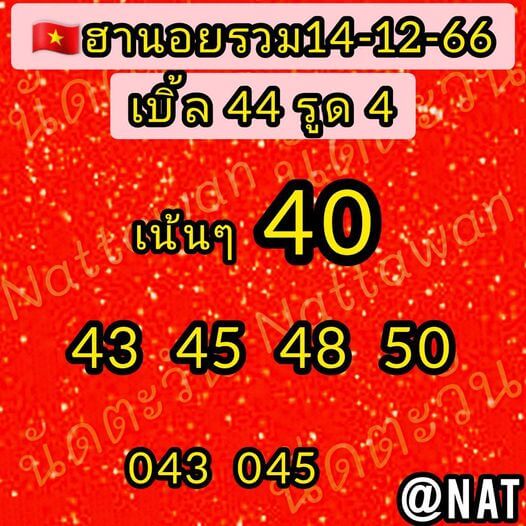 แนวทางหวยฮานอย 14/12/66 ชุดที่ 7