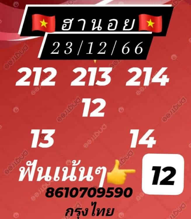 แนวทางหวยฮานอย 23/12/66 ชุดที่ 6