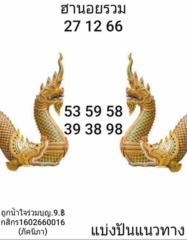 แนวทางหวยฮานอย 27/12/66 ชุดที่ 9