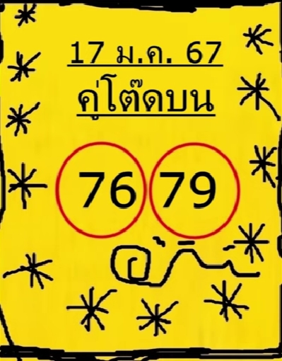 หวยคู่โต๊ดบน 17/1/67