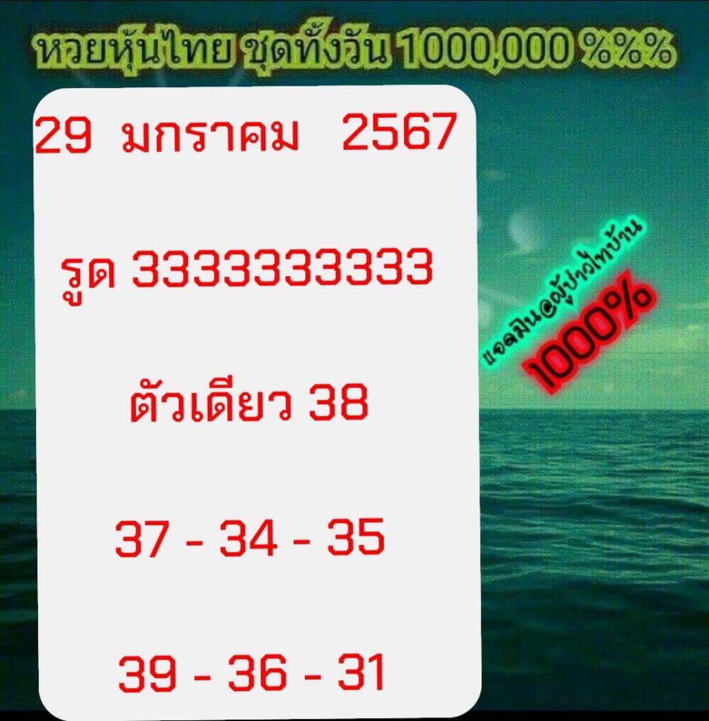 หวยหุ้นวันนี้ 29/1/67 ชุดที่ 1