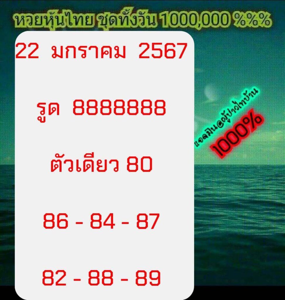 หวยหุ้นวันนี้ 22/1/67 ชุดที่ 3