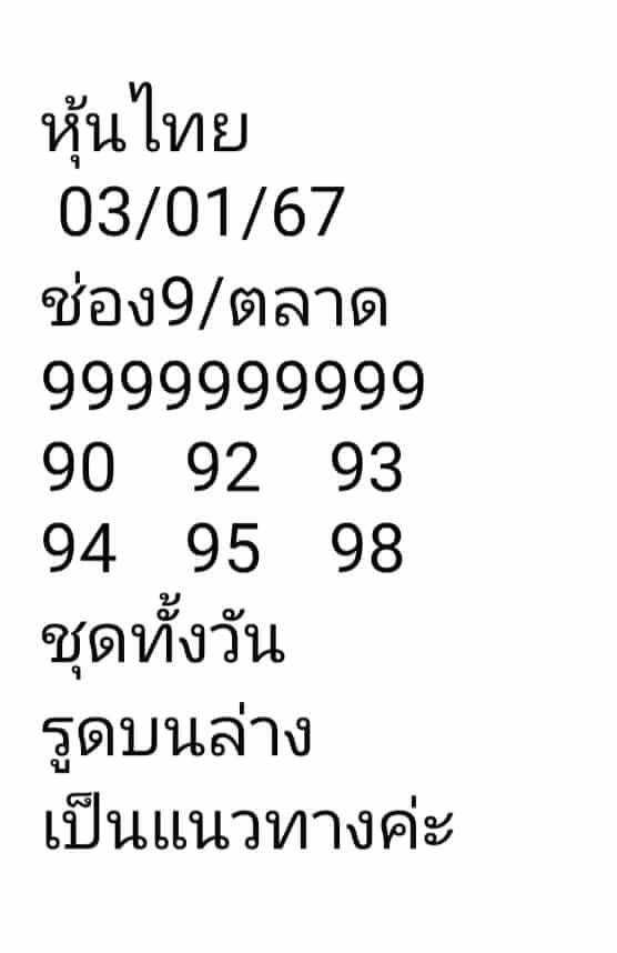 หวยหุ้นวันนี้ 3/1/67 ชุดที่ 6