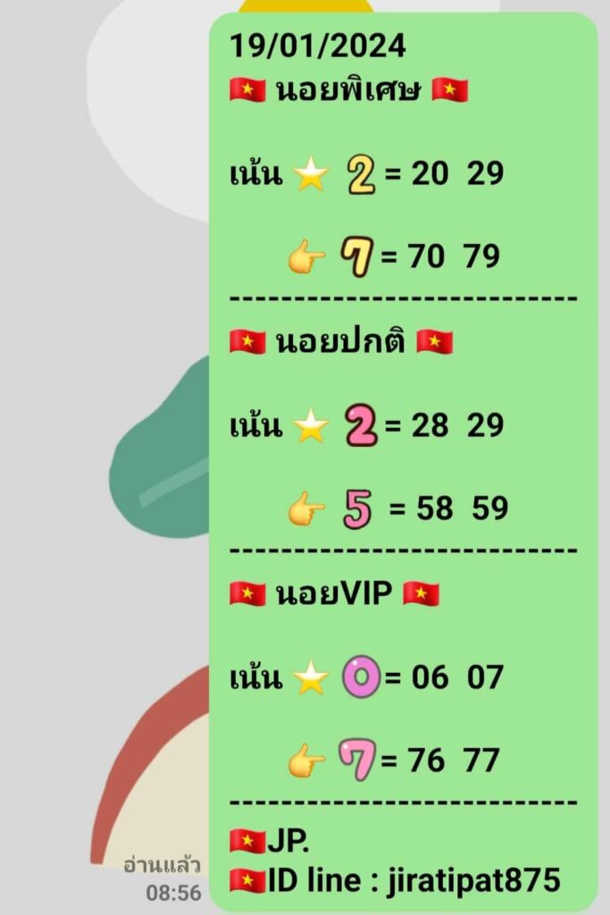 แนวทางหวยฮานอย 19/1/67 ชุดที่ 1