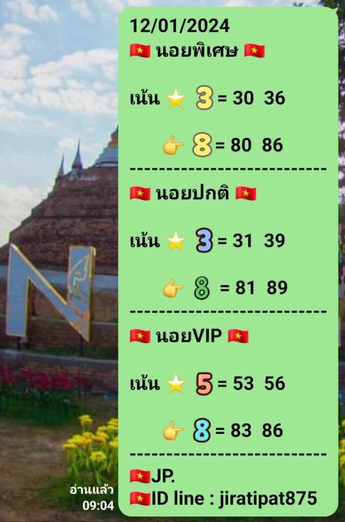 แนวทางหวยฮานอย 12/1/67 ชุดที่ 5