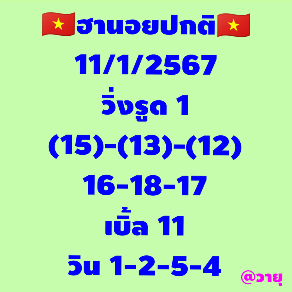 แนวทางหวยฮานอย 11/1/67 ชุดที่ 8