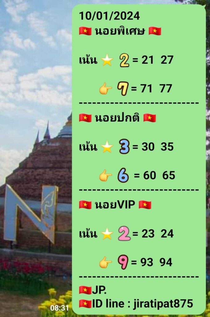 แนวทางหวยฮานอย 10/1/67 ชุดที่ 9