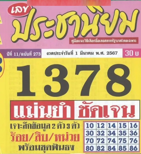 หวยประชานิยม 1/3/67