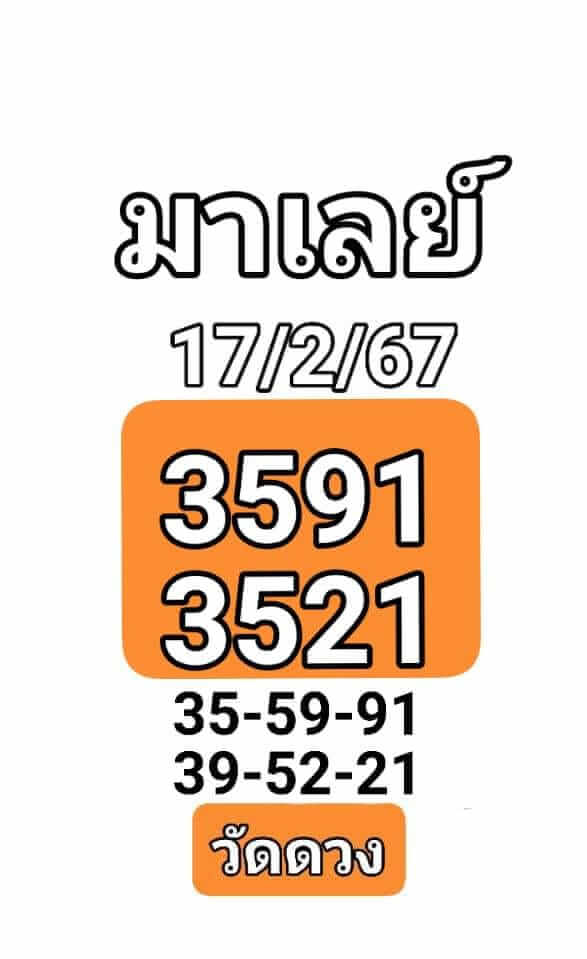 หวยมาเลย์วันนี้ 17/2/67 ชุดที่ 2