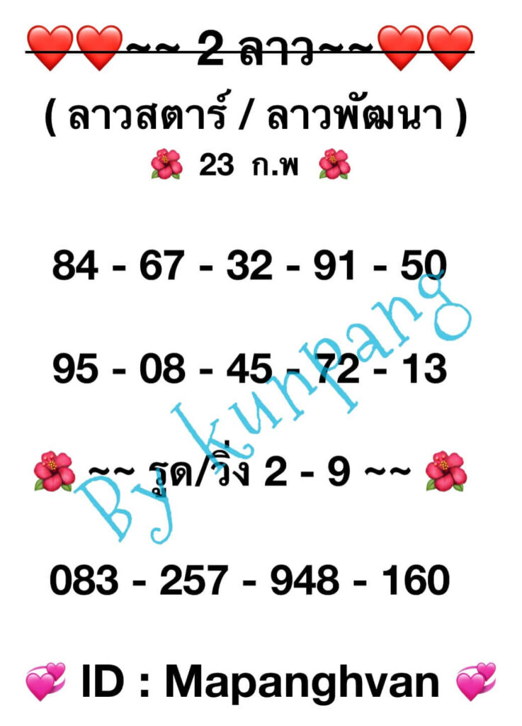 แนวทางหวยลาว 23/2/67 ชุดที่ 3