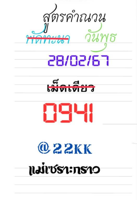 แนวทางหวยลาว 28/2/67 ชุดที่ 4