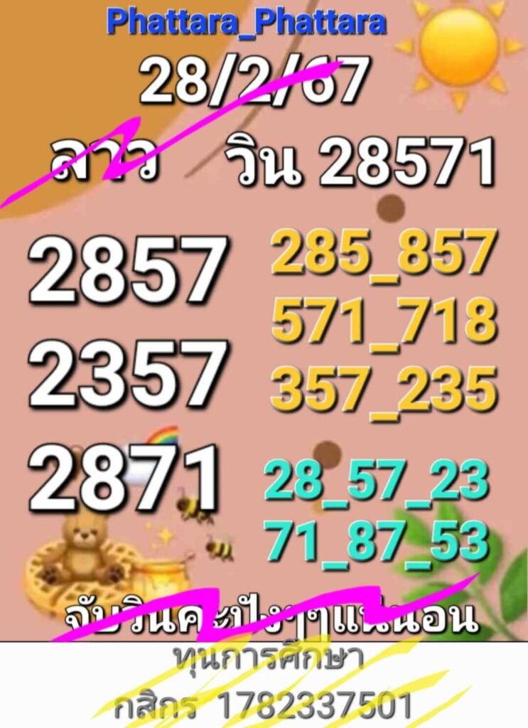 แนวทางหวยลาว 28/2/67 ชุดที่ 8