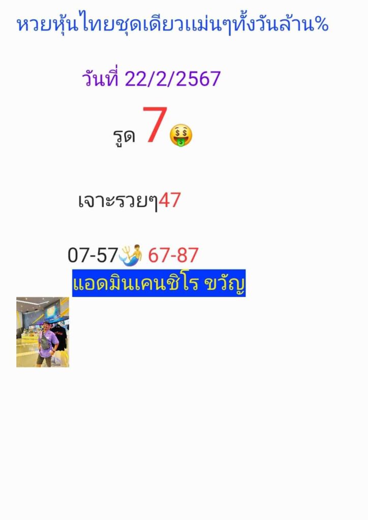 หวยหุ้นวันนี้ 22/2/67 ชุดที่ 1