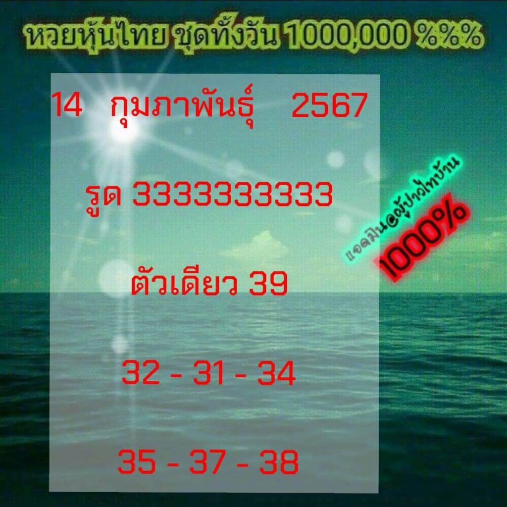 หวยหุ้นวันนี้ 14/2/67 ชุดที่ 1