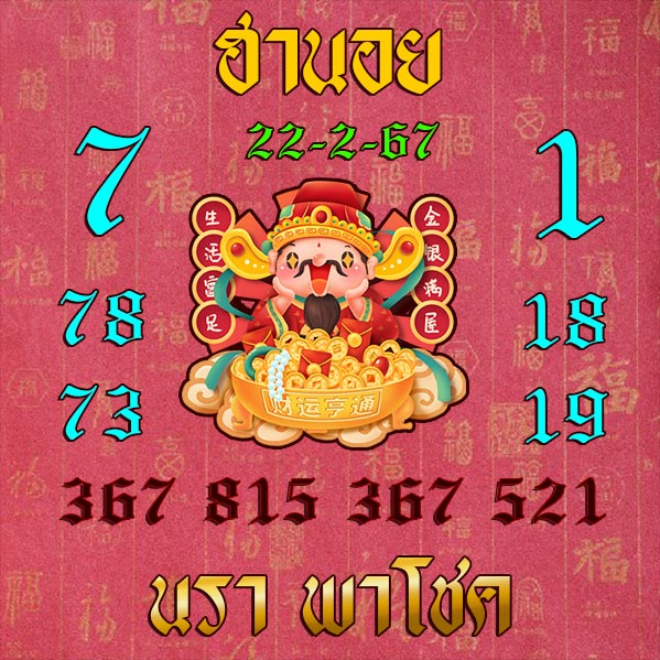 แนวทางหวยฮานอย 22/2/67 ชุดที่ 2