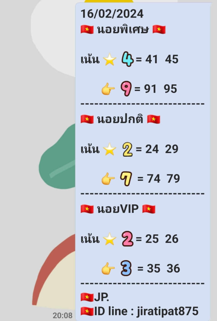 แนวทางหวยฮานอย 16/2/67 ชุดที่ 4