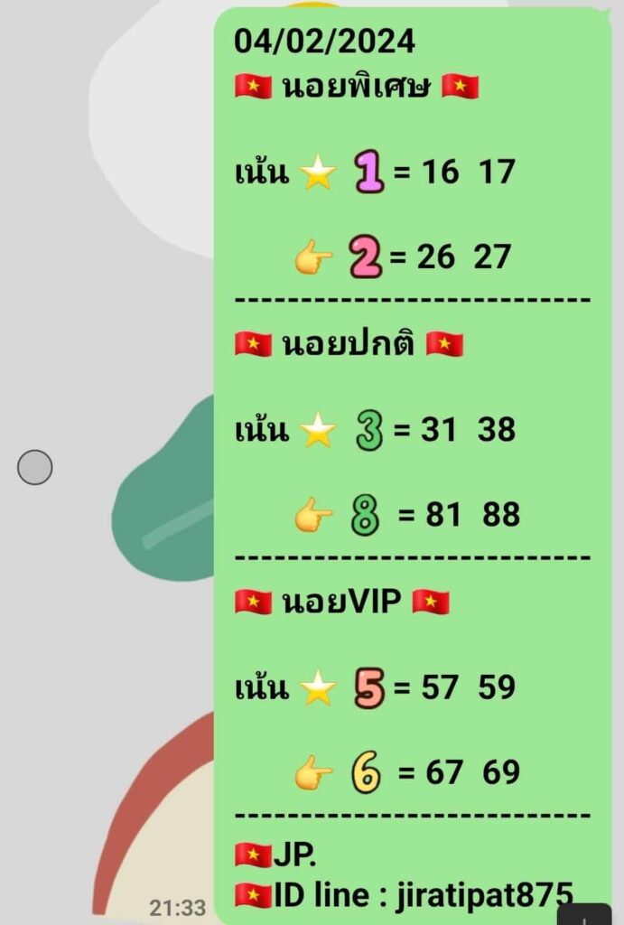 แนวทางหวยฮานอย 4/2/67 ชุดที่ 4