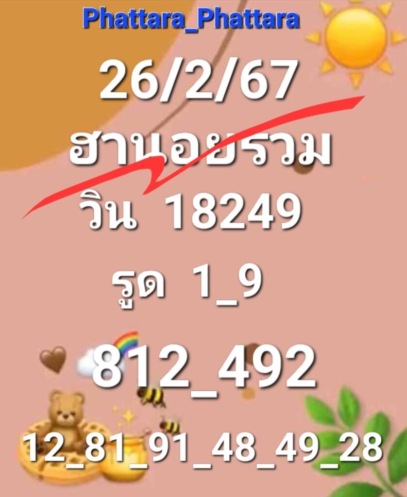 แนวทางหวยฮานอย 26/2/67 ชุดที่ 5