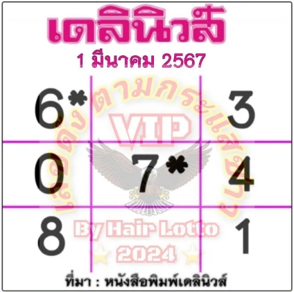 หวยเดลินิวส์ 1/3/67