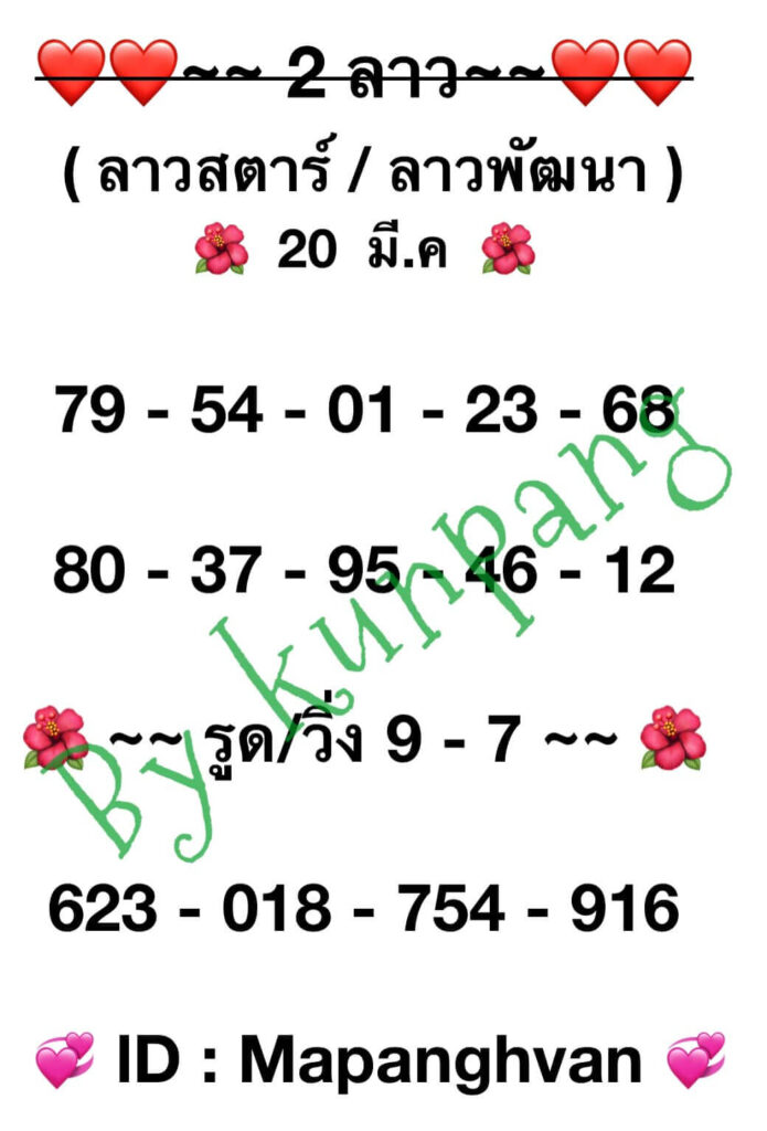 แนวทางหวยลาว 20/3/67 ชุดที่ 1