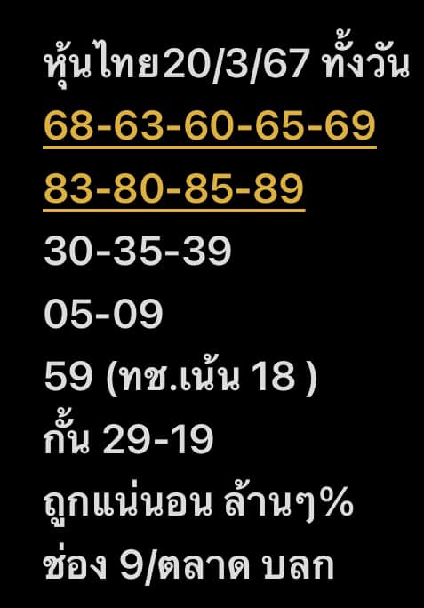 หวยหุ้นวันนี้ 20/3/67 ชุดที่ 7