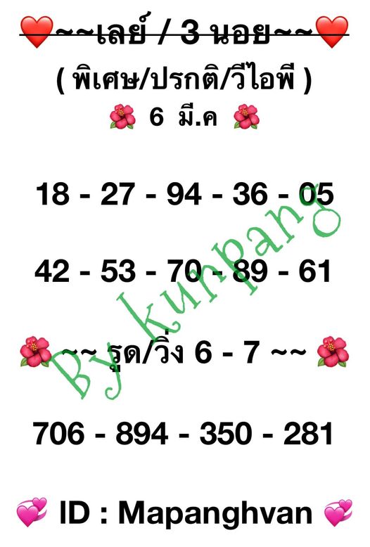 แนวทางหวยฮานอย 6/3/67 ชุดที่ 1