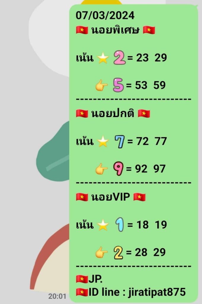 แนวทางหวยฮานอย 7/3/67 ชุดที่ 5