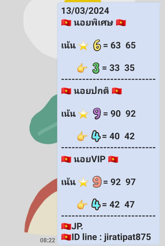 แนวทางหวยฮานอย 13/3/67 ชุดที่ 6