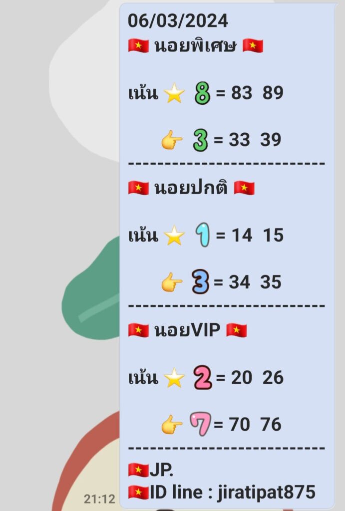 แนวทางหวยฮานอย 6/3/67 ชุดที่ 9